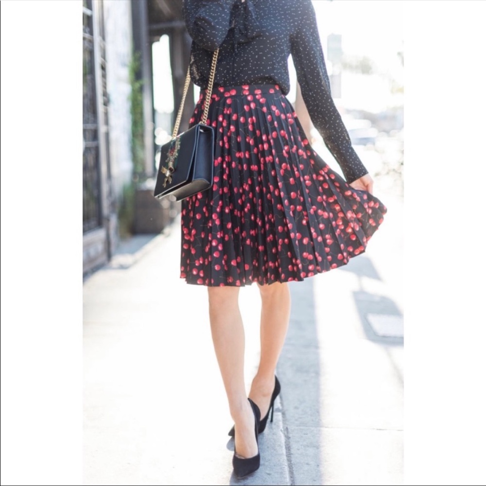 J Crew Cherry Pleated Skirt